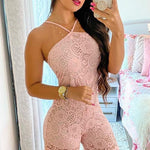 Load image into Gallery viewer, Women&#39;s  Lace High Slit Elegant Jumpsuit Halter Sleeveless One Piece Suits
