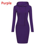 Load image into Gallery viewer, Gym Fitness Casual Pocket Hooded Solid Color Long Sleeve Mini Dress
