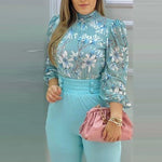 Load image into Gallery viewer, Women&#39;s Pants Suit Style Long Sleeve Print  Blouse Sets
