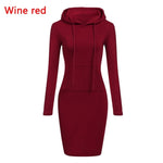 Load image into Gallery viewer, Gym Fitness Casual Pocket Hooded Solid Color Long Sleeve Mini Dress
