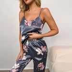 Load image into Gallery viewer, Women&#39;s Nightwear Pyjama Lingerie Silk Pajamas Set  Satin  with Trousers
