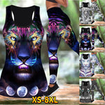 Load image into Gallery viewer, Gym Fitness 3D Printed Hollow New Women Fashion Tiger Yoga Outfit Tank Top Workout Sleeveless Shirt  Vest Running Pants Suit
