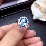 Load image into Gallery viewer, Women&#39;s Blue Topaz  Stone Necklaces Earrings Rings Luxury Jewelry Sets
