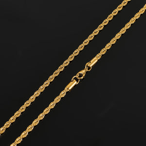 Men Women's Rope Chain Necklace Stainless Steel Never Fade Waterproof Choker 2/3/4/5/6mm 316L Jewelry Gold Color Chains