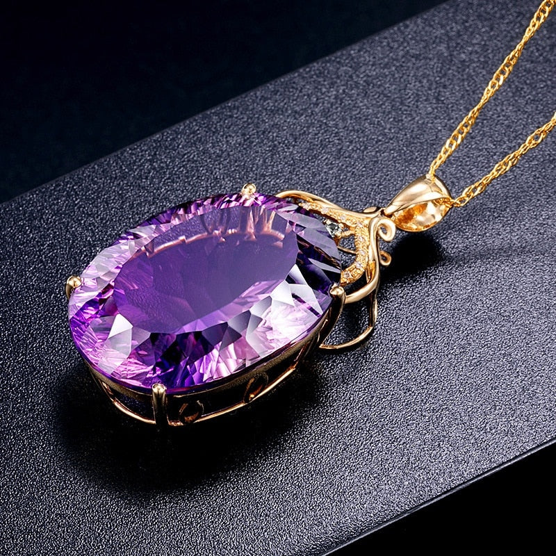 Women's Pendant Purple Crystal Vintage Necklace Fashion Jewelry