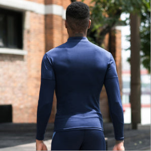Gym Fitness Men's Hiking Shirt Runiing Bodybuilding Stand Collar Long Sleeve Shirt Fitness Compression  With Top Zipper