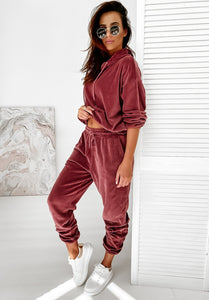 Women's  hooded long-sleeved casual outfit Sports 2 Pieces Set  Set