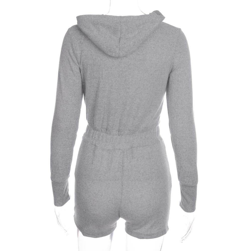 Gym Fitness wear Women's Play-suits for Sports Daily Wear Fashion Casual Long Sleeve Hooded Jumpsuit