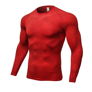 Gym Fitness Men's Thermal Muscle Winter Long Sleeve Running Sports T Shirt Bodybuilding Gym Compression Quick dry Tights Shirt