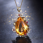 Charger l&#39;image dans la galerie, Women&#39;s Zircon Stone Choker Vintage Water Drop Imitated Gemstone Blue Purple Yellow Crystal Pendant Necklace
