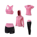 이미지를 갤러리 뷰어에 로드 , Gym Fitness Women&#39;s Sportswear Yoga Set Seamless Suits Gym Clothing  2/3/4/5pcs Vest+t-shirt+shorts+leggings+hoodies Yoga Outfits
