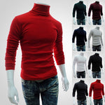 Lade das Bild in den Galerie-Viewer, Gym Fitness Men&#39;s Turtleneck Solid Color Pullovers Men Clothing Slim Fit Male Knitted Sweaters
