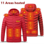 Load image into Gallery viewer, Thermal Hooded Jackets 11 Areas Heated For Autumn Winter Warm Flexible Usb Electric Heated Outdoor  Coat
