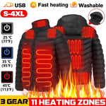 Charger l&#39;image dans la galerie, Thermal Hooded Jackets 11 Areas Heated For Autumn Winter Warm Flexible Usb Electric Heated Outdoor  Coat
