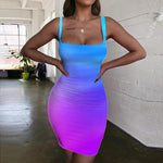 Load image into Gallery viewer, Gym Fitness Women&#39;s Colorful Halter  Gradient Dress Sleeveless Art 3d Print Bodycon Dress
