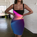 Lade das Bild in den Galerie-Viewer, Gym Fitness Women&#39;s Colorful Halter  Gradient Dress Sleeveless Art 3d Print Bodycon Dress

