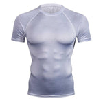 이미지를 갤러리 뷰어에 로드 , Gym Fitness T-Shirt Tights Top Fitness Jerseys Men&#39;s  Sportswear

