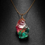 Загрузить изображение в средство просмотра галереи, Chakra Rock Necklace Golden Plated Quartz Pendant 1Pc Irregular Rainbow Stone Natural Crystal
