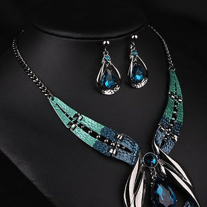 Women's Chain Pendant Choker Bib Necklace Earrings Statement  Fashion Jewelry Set