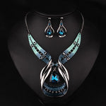 Lade das Bild in den Galerie-Viewer, Women&#39;s Chain Pendant Choker Bib Necklace Earrings Statement  Fashion Jewelry Set
