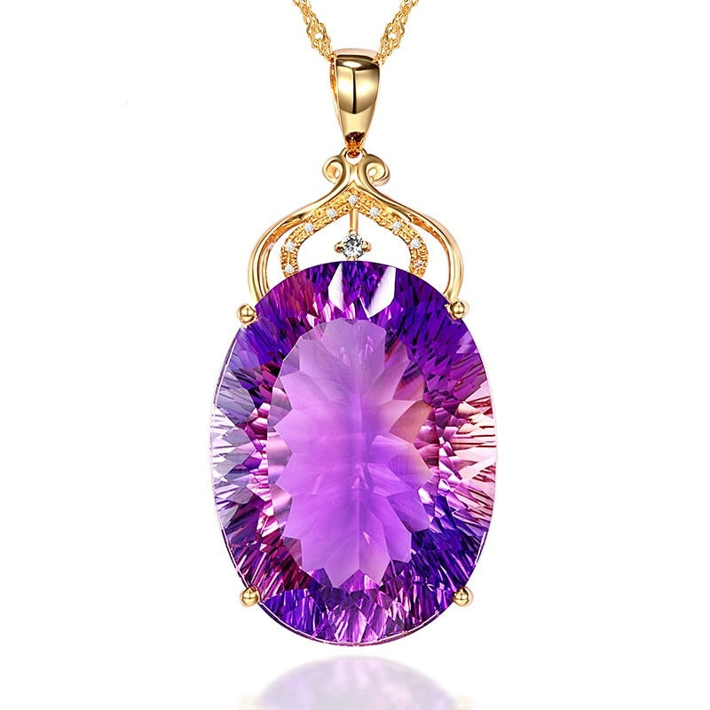Women's Pendant Purple Crystal Vintage Necklace Fashion Jewelry