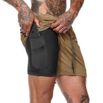 Charger l&#39;image dans la galerie, Men&#39;s Gym Fitness Training Quick Dry Short Pants Male Outdoor Sport Jogging Basketball Shorts Double deck Running Shorts
