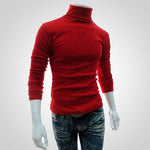 Charger l&#39;image dans la galerie, Gym Fitness Men&#39;s Turtleneck Solid Color Pullovers Men Clothing Slim Fit Male Knitted Sweaters
