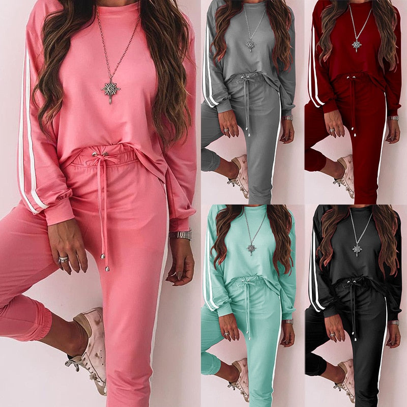 Long-sleeved Casual Two Piece Set Women Spot Loose Suit Fashion tracksuit