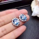 Load image into Gallery viewer, Women&#39;s Blue Topaz  Stone Necklaces Earrings Rings Luxury Jewelry Sets
