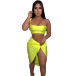 Lade das Bild in den Galerie-Viewer, Women&#39;s  Summer Beach Crop Top Short Skirt Bodycon Two Piece Sets
