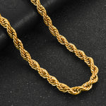 Charger l&#39;image dans la galerie, Men Women&#39;s Rope Chain Necklace Stainless Steel Never Fade Waterproof Choker 2/3/4/5/6mm 316L Jewelry Gold Color Chains
