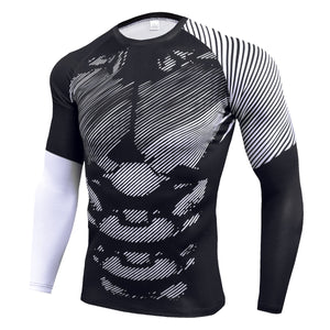 Quick Dry Mens Sport Running Shirt Compression Long Sleeve Gym Fitness T-shirts Tights