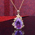Load image into Gallery viewer, Women&#39;s Zircon Stone Choker Vintage Water Drop Imitated Gemstone Blue Purple Yellow Crystal Pendant Necklace
