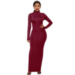 Load image into Gallery viewer, Gym Fitness Women&#39;s Long Sleeve Solid Color Turtleneck Maxi Dresses
