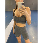 Cargar imagen en el visor de la galería, Women&#39;s Yoga Gym Fitness Sportswear Sets Seamless High Waist Leggings Shirt Sport Crop Top Bra Tracksuits
