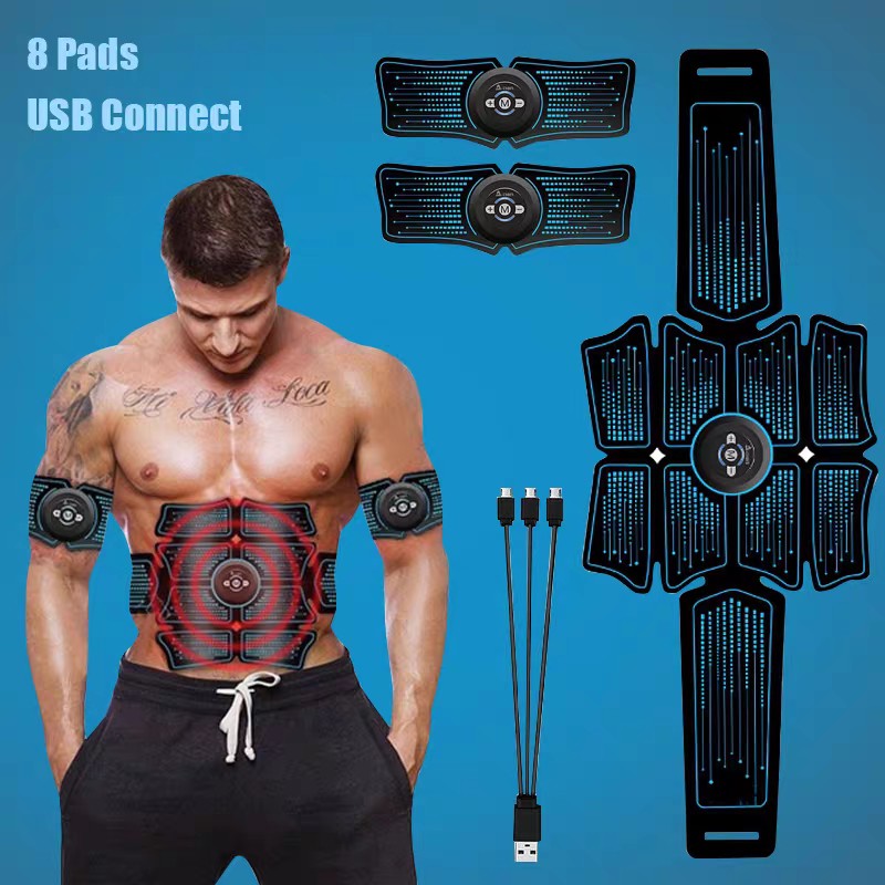 Abdominal Muscle Stimulation Trainer USB Connect Abs Fitness Equipment Training Gear Muscles Massages
