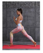 Lade das Bild in den Galerie-Viewer, Gym Fitness Yoga Set High Waist Athletic Leggings &amp; Top Tie Dyeing Workout Sportswear
