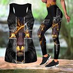 Charger l&#39;image dans la galerie, Gym Fitness Women&#39;s Printed  Sport Yoga Suit Stretch Leggings and Hollow Out Tank Top Suit
