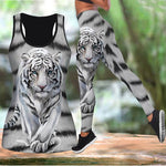 Charger l&#39;image dans la galerie, Gym Fitness 3D Printed Hollow New Women Fashion Tiger Yoga Outfit Tank Top Workout Sleeveless Shirt  Vest Running Pants Suit
