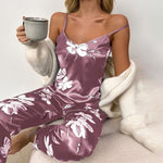 Cargar imagen en el visor de la galería, Women&#39;s Nightwear Pyjama Lingerie Silk Pajamas Set  Satin  with Trousers
