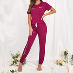 Charger l&#39;image dans la galerie, Women&#39;s Love Print Long Sleeve Pajamas Set Cute Top And Pants  Home Wear Sets
