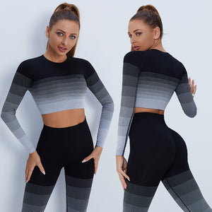 Gym Fitness Workout Clothing Yoga Set High Waist Push Up Leggings Women Fitness Breathable Pants 2 Pieces