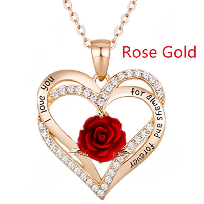 Women's Rose Flower Pendant Necklace Jewelry Perfect Gift For All Occasions