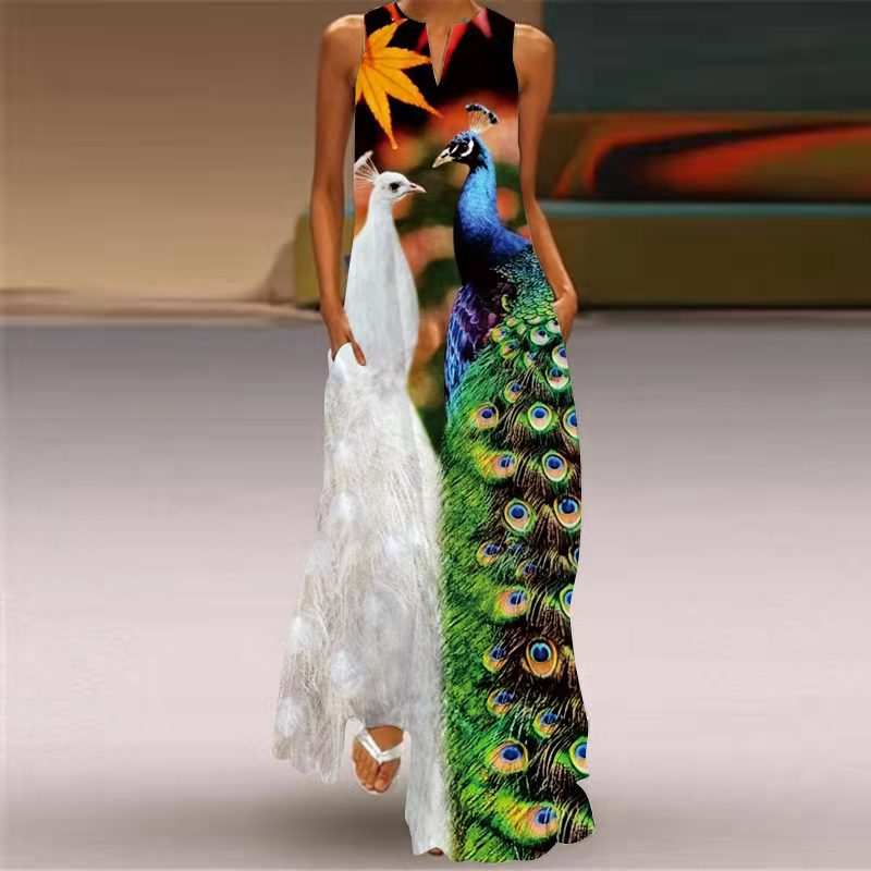Women's Floral Vintage Ruffles Dress Elegant Maxi Dresses