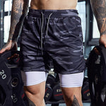 Load image into Gallery viewer, Gym Fitness Men&#39;s Training Jogging Short Pants Sportswear Double-deck Running Shorts 2 In 1 Beach Bottoms
