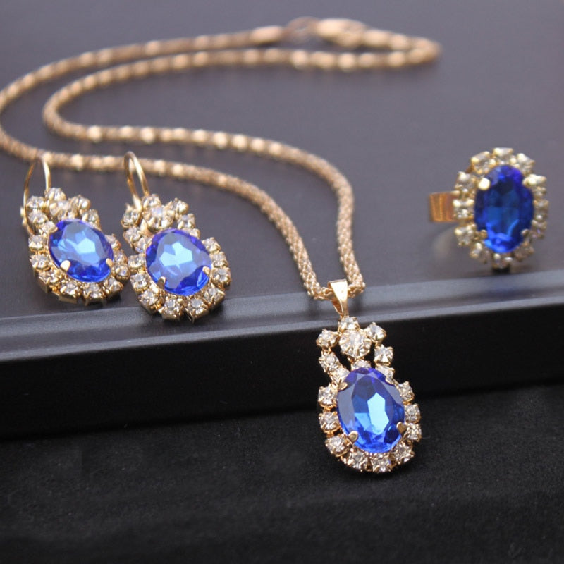 Women's Gorgeous Ring/Necklace/Earrings Jewelry Set Multi-color Masterpiece
