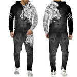Charger l&#39;image dans la galerie, Gym Fitness Tracksuit 3D The Lion Print Zipper Hoodies Sweatshirts Pants Sets Casual Tracksuit
