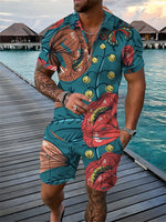 Load image into Gallery viewer, Men&#39;s Shirt Short Sleeve T Shirt and Shorts 2 Piece Set Classical Print 3D Casual Clothing
