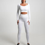 Cargar imagen en el visor de la galería, High Waist Hip Raise Pants Shorts Long-sleeved Suits 2\5PCS Seamless Yoga Sets Sports Fitness Workout Gym Leggings Set for Women
