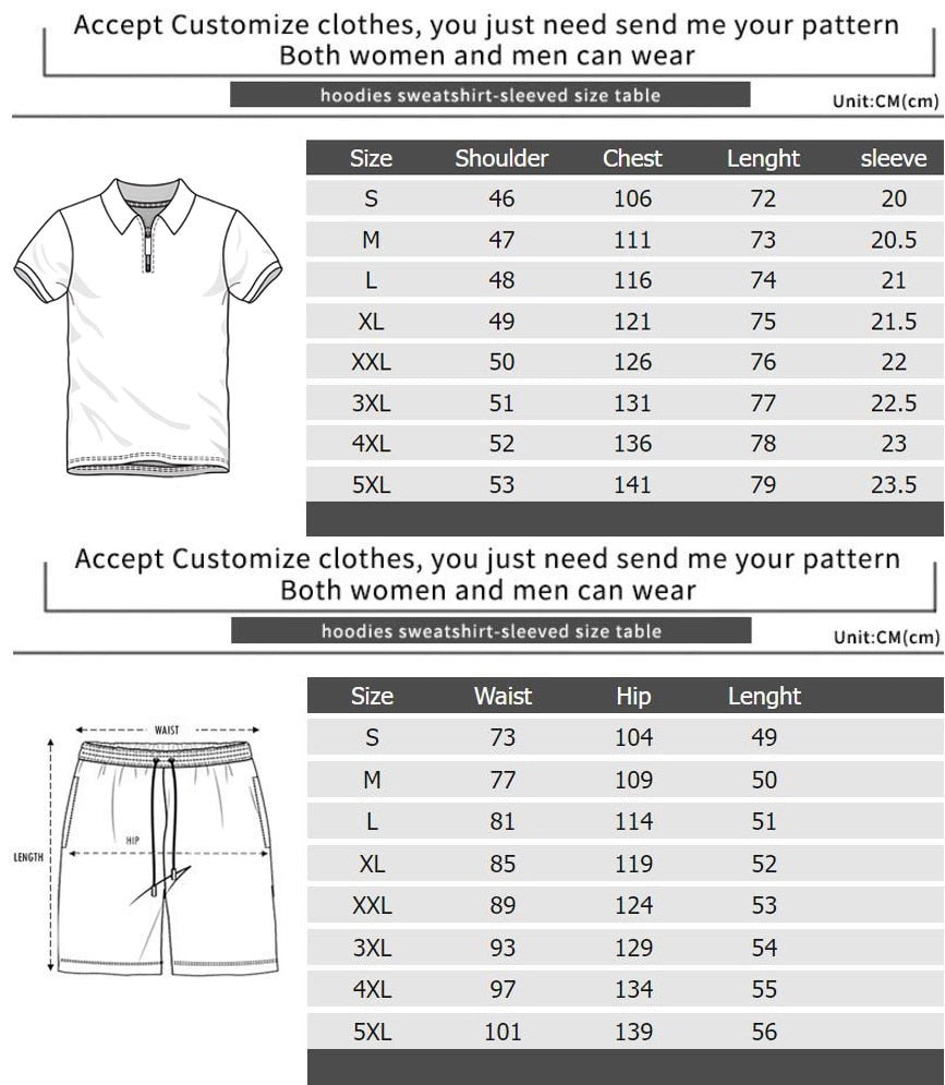 Men's Shirt and Shorts Sets Zip-Up 3D Polo  Casual Star Print Short Sleeve Zip-Up Polo Shirt and Shorts